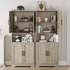 Coolmee Mobile Dispensa da Cucina Alto 178 cm, Armadio Contenitore Indipendente con 4 Ante e Ripiani Regolabili, Credenza Utilità