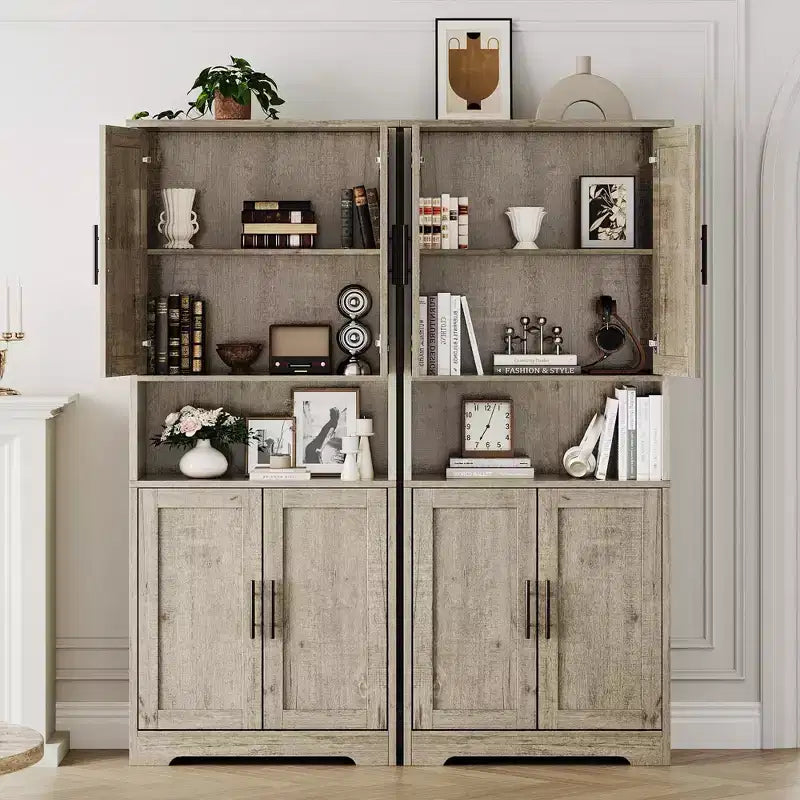 Coolmee Mobile Dispensa da Cucina Alto 178 cm, Armadio Contenitore Indipendente con 4 Ante e Ripiani Regolabili, Credenza Utilità