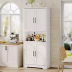 Coolmee Mobile Dispensa da Cucina Alto 178 cm, Armadio Contenitore Indipendente con 4 Ante e Ripiani Regolabili, Credenza Utilità