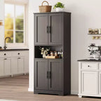 Coolmee Mobile Dispensa da Cucina Alto 178 cm, Armadio Contenitore Indipendente con 4 Ante e Ripiani Regolabili, Credenza Utilità