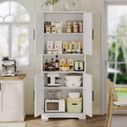 Coolmee Mobile Dispensa da Cucina Alto 178 cm, Armadio Contenitore Indipendente con 4 Ante e Ripiani Regolabili, Credenza Utilità