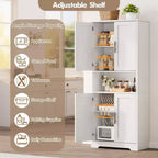 Coolmee Mobile Dispensa da Cucina Alto 178 cm, Armadio Contenitore Indipendente con 4 Ante e Ripiani Regolabili, Credenza Utilità