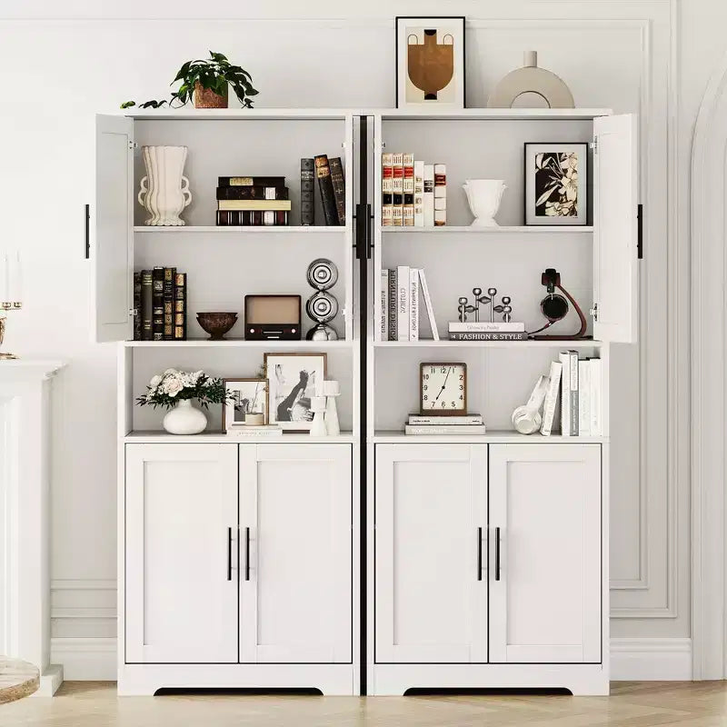 Coolmee Mobile Dispensa da Cucina Alto 178 cm, Armadio Contenitore Indipendente con 4 Ante e Ripiani Regolabili, Credenza Utilità