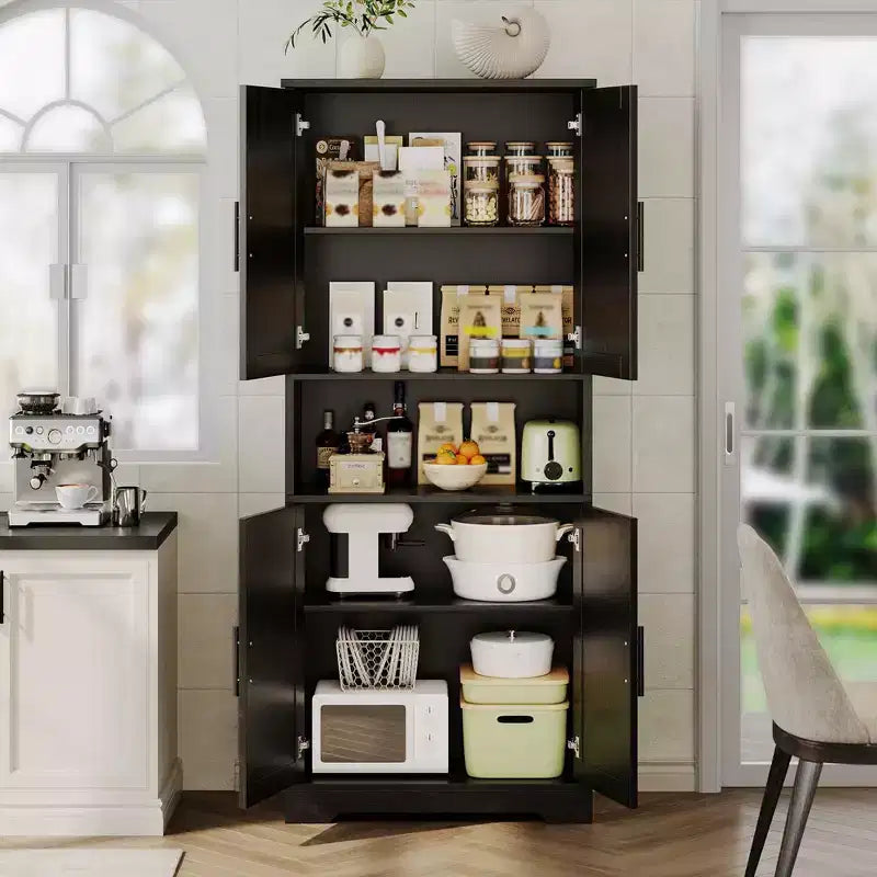 Coolmee Mobile Dispensa da Cucina Alto 178 cm, Armadio Contenitore Indipendente con 4 Ante e Ripiani Regolabili, Credenza Utilità