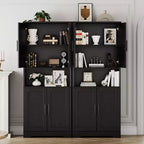 Coolmee Mobile Dispensa da Cucina Alto 178 cm, Armadio Contenitore Indipendente con 4 Ante e Ripiani Regolabili, Credenza Utilità