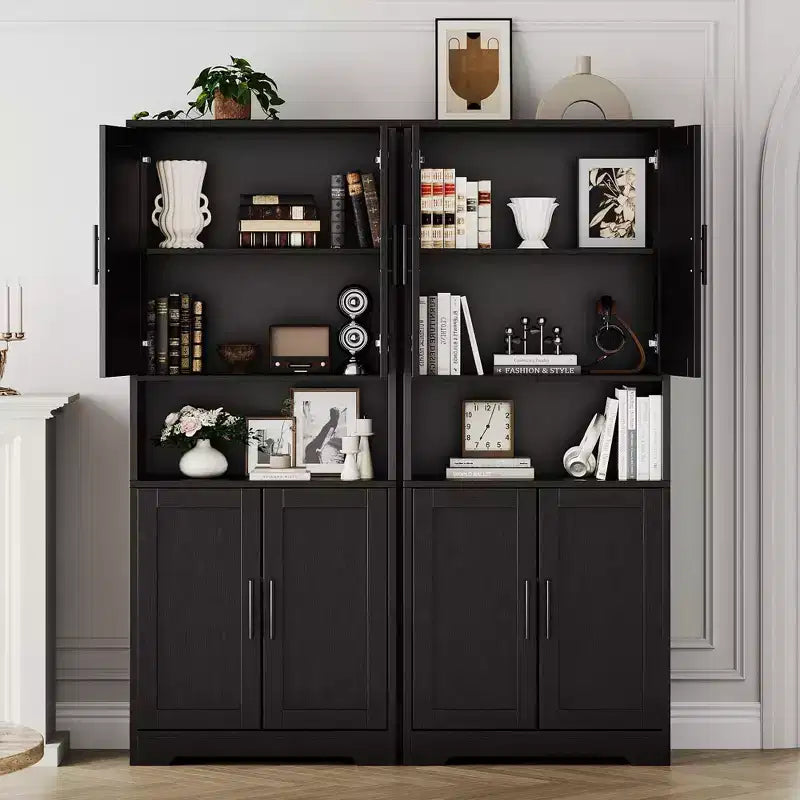 Coolmee Mobile Dispensa da Cucina Alto 178 cm, Armadio Contenitore Indipendente con 4 Ante e Ripiani Regolabili, Credenza Utilità
