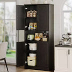 Coolmee 70 Inch Tall Kitchen Pantry Cabinet, Freestanding Storage Cabinet with 4 Doors and Adjustable Shelves, Utility Hutch Cupboard