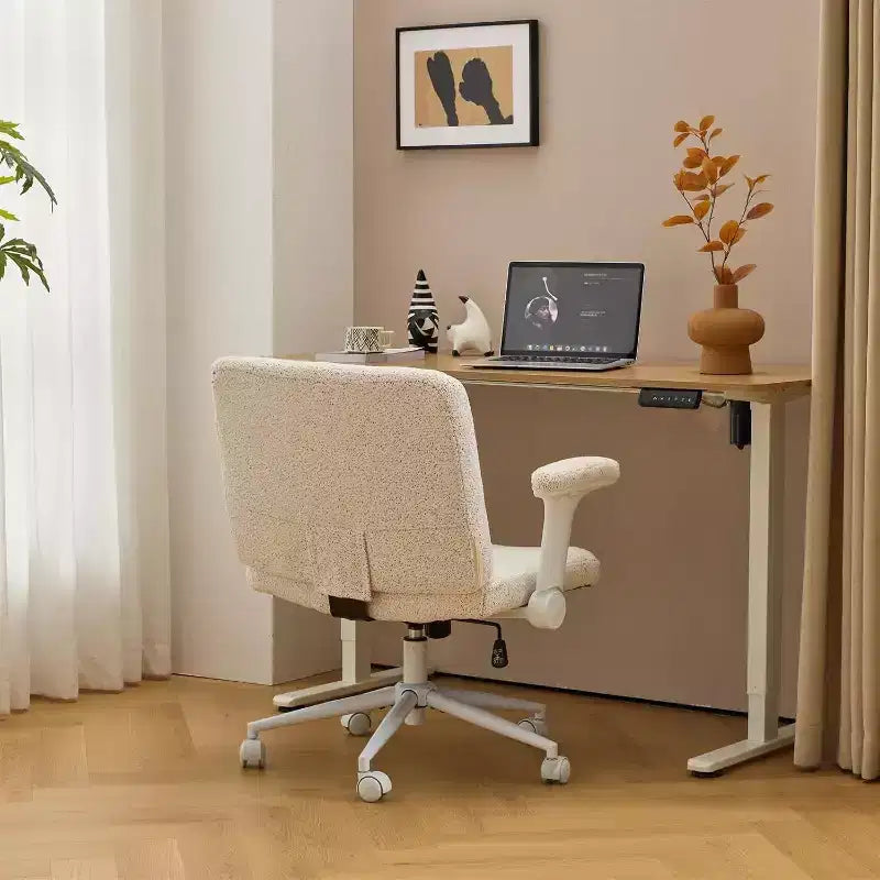 Sedia VINGLI Criss Cross con braccioli regolabili a ribalta, sedia a gambe incrociate con ruote, sedia da ufficio extra larga, sedia da scrivania, ciniglia stellata
