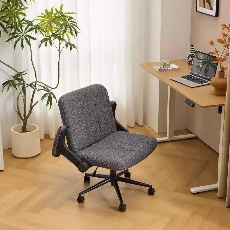 Sedia VINGLI Criss Cross con braccioli regolabili a ribalta, sedia a gambe incrociate con ruote, sedia da ufficio extra larga, sedia da scrivania, ciniglia stellata