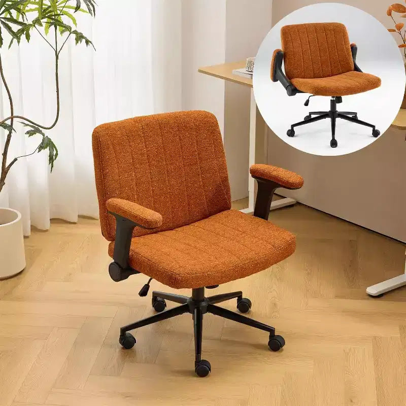 Sedia VINGLI Criss Cross con braccioli regolabili a ribalta, sedia a gambe incrociate con ruote, sedia da ufficio extra larga, sedia da scrivania, ciniglia stellata