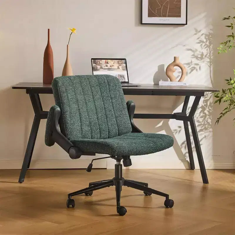 Sedia VINGLI Criss Cross con braccioli regolabili a ribalta, sedia a gambe incrociate con ruote, sedia da ufficio extra larga, sedia da scrivania, ciniglia stellata