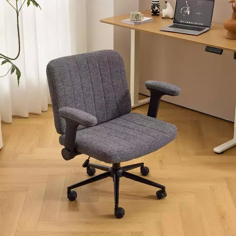 Sedia VINGLI Criss Cross con braccioli regolabili a ribalta, sedia a gambe incrociate con ruote, sedia da ufficio extra larga, sedia da scrivania, ciniglia stellata