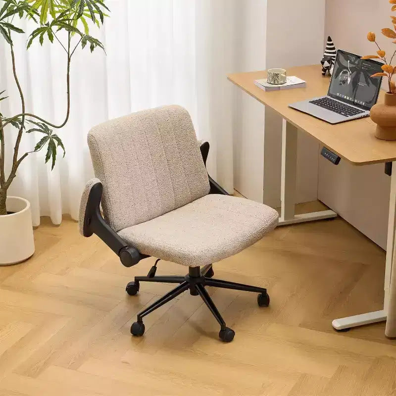Sedia VINGLI Criss Cross con braccioli regolabili a ribalta, sedia a gambe incrociate con ruote, sedia da ufficio extra larga, sedia da scrivania, ciniglia stellata