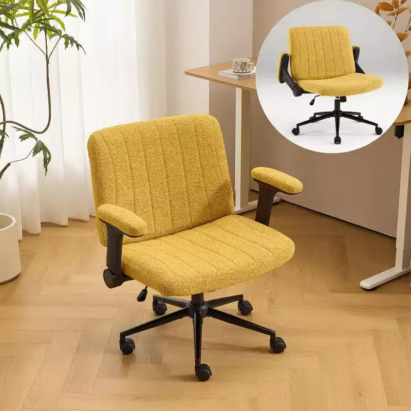 Sedia VINGLI Criss Cross con braccioli regolabili a ribalta, sedia a gambe incrociate con ruote, sedia da ufficio extra larga, sedia da scrivania, ciniglia stellata