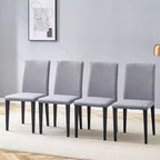 Set di 4 sedie da pranzo in lino-cotone grigio chiaro per soggiorno