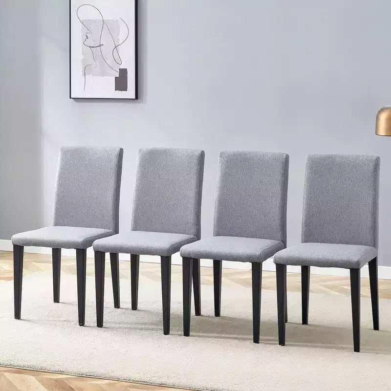 Set di 4 sedie da pranzo in lino-cotone grigio chiaro per soggiorno