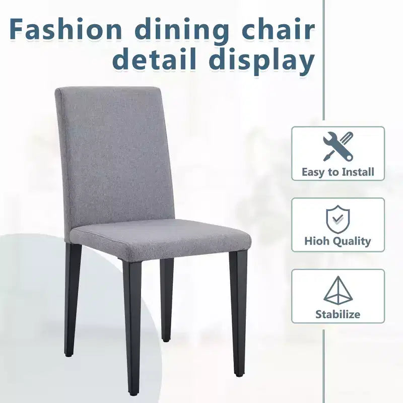 Set di 4 sedie da pranzo in lino-cotone grigio chiaro per soggiorno