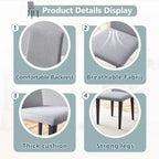 Set di 4 sedie da pranzo in lino-cotone grigio chiaro per soggiorno