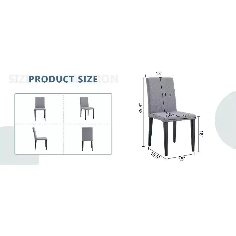 Set di 4 sedie da pranzo in lino-cotone grigio chiaro per soggiorno