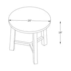 Alaterre Furniture Newbury Collection comodino o tavolino rotondo da 20 pollici, tavolino d'appoggio in legno massello stile rustico, finitura Pecan