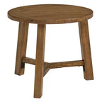 Alaterre Furniture Newbury Collection comodino o tavolino rotondo da 20 pollici, tavolino d'appoggio in legno massello stile rustico, finitura Pecan