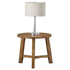 Alaterre Furniture Newbury Collection comodino o tavolino rotondo da 20 pollici, tavolino d'appoggio in legno massello stile rustico, finitura Pecan