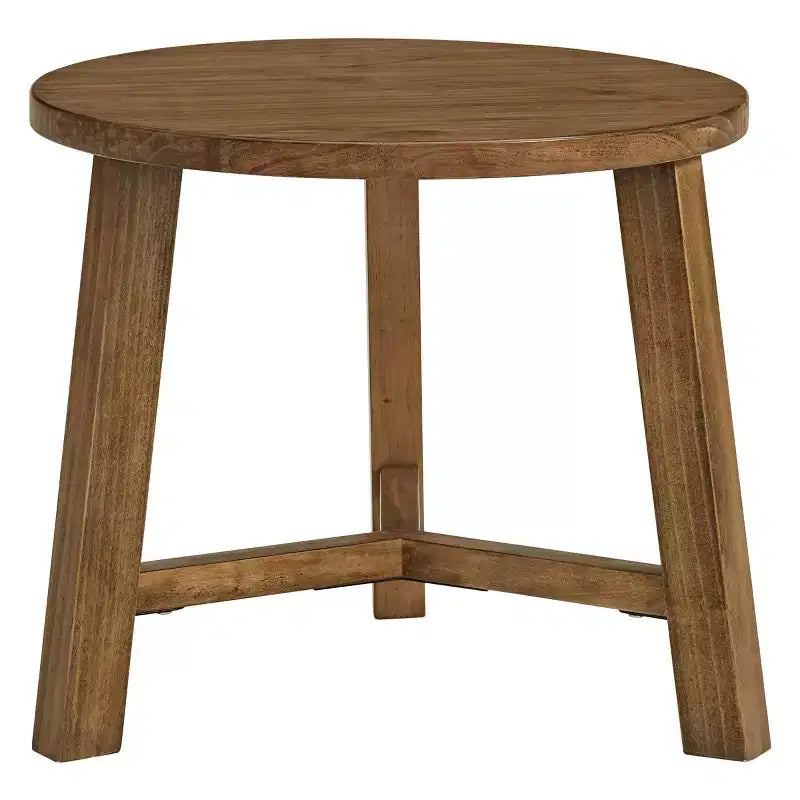 Alaterre Furniture Newbury Collection comodino o tavolino rotondo da 20 pollici, tavolino d'appoggio in legno massello stile rustico, finitura Pecan
