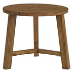 Alaterre Furniture Newbury Collection comodino o tavolino rotondo da 20 pollici, tavolino d'appoggio in legno massello stile rustico, finitura Pecan