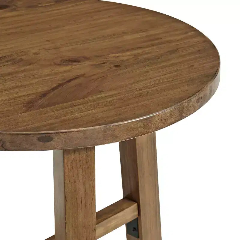 Alaterre Furniture Newbury Collection comodino o tavolino rotondo da 20 pollici, tavolino d'appoggio in legno massello stile rustico, finitura Pecan