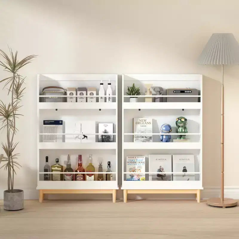 Libreria da parete per bambini con 3 ripiani espositivi frontali, scaffale portafacile moderno bianco