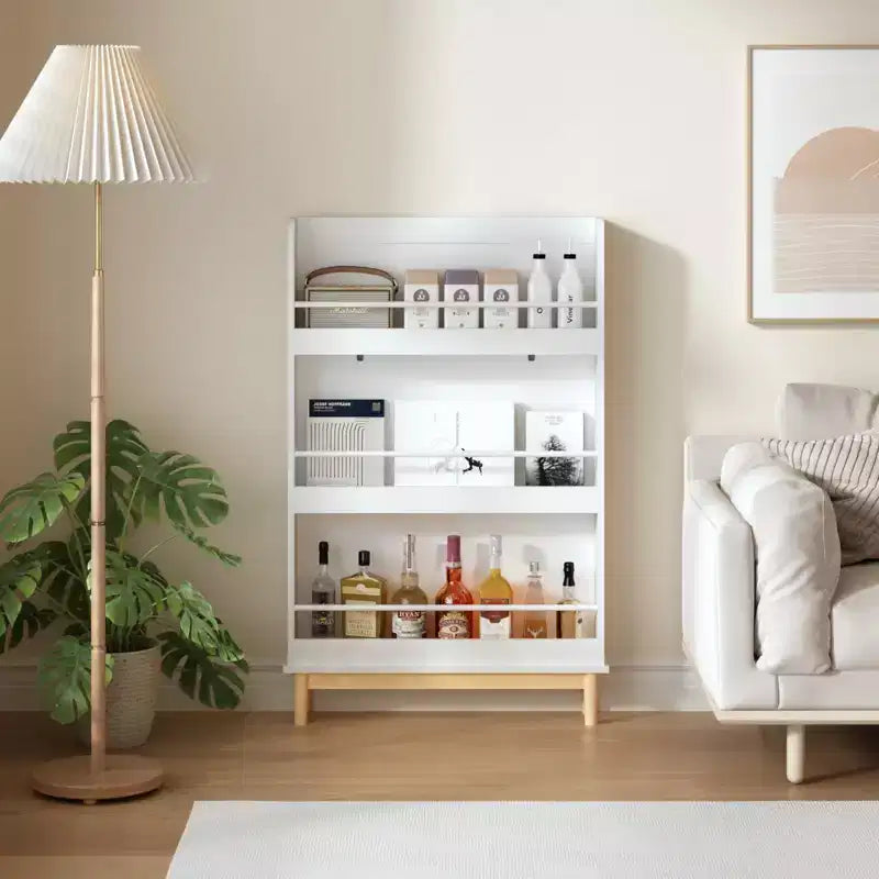 Libreria da parete per bambini con 3 ripiani espositivi frontali, scaffale portafacile moderno bianco