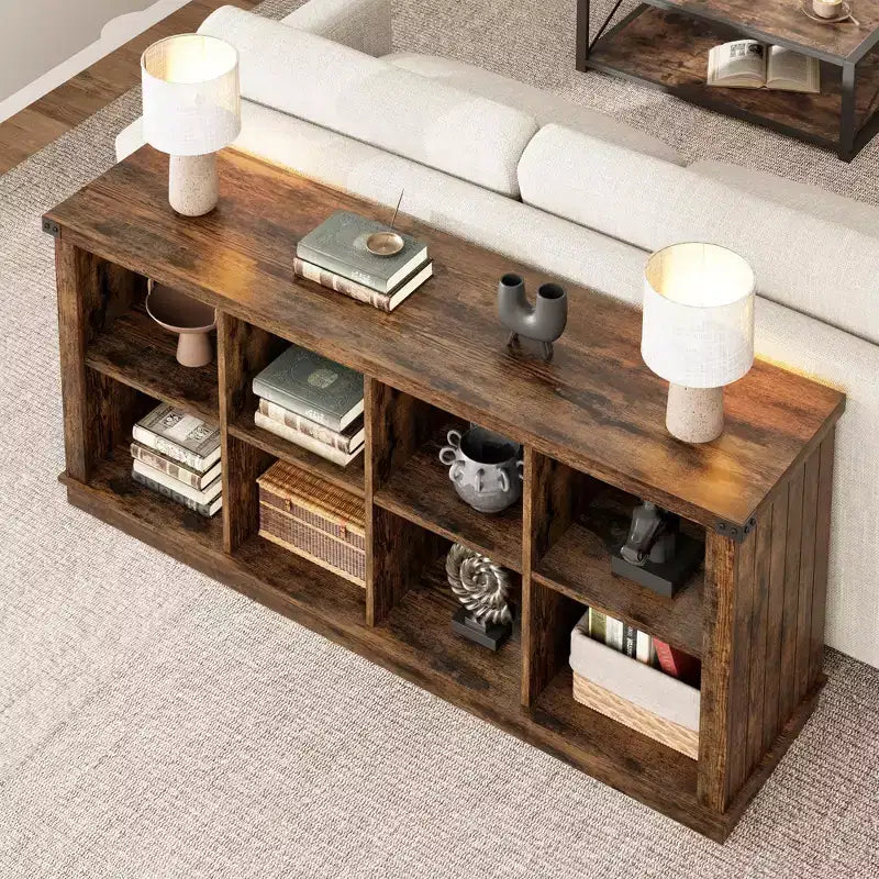 Libreria portaoggetti in legno GustoWave da 62 pollici, libreria a 3 ripiani con 8 cubi organizzatori
