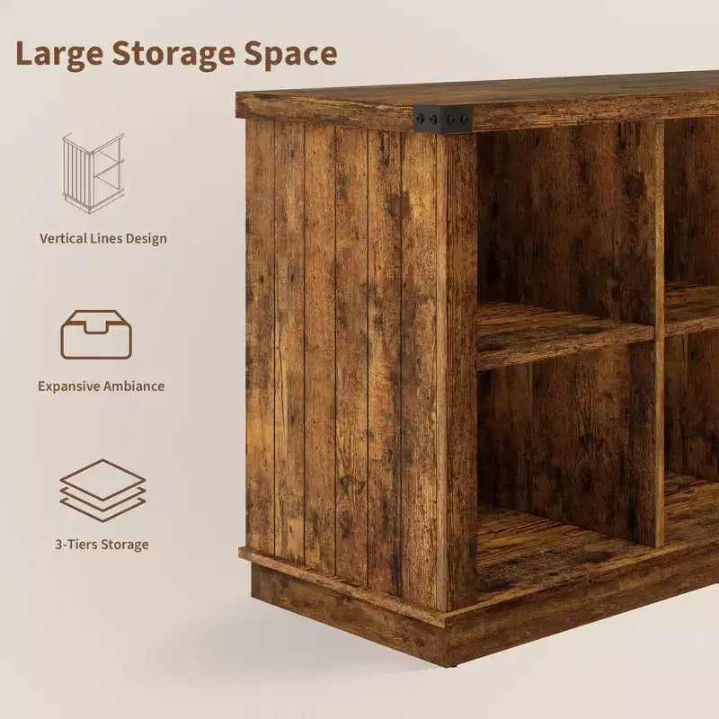 Libreria portaoggetti in legno GustoWave da 62 pollici, libreria a 3 ripiani con 8 cubi organizzatori