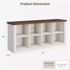 Libreria portaoggetti in legno GustoWave da 62 pollici, libreria a 3 ripiani con 8 cubi organizzatori