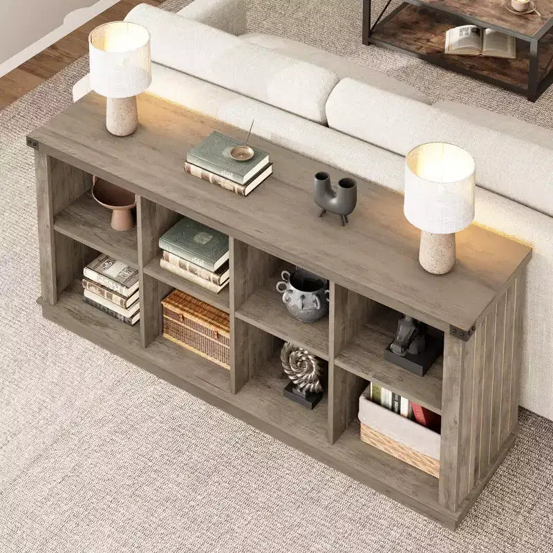 Libreria portaoggetti in legno GustoWave da 62 pollici, libreria a 3 ripiani con 8 cubi organizzatori