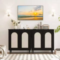 Set of 2 Rattan Sideboard Buffet Cabinet with Storage, Kitchen Storage Cabinet, Wood Cupboard Accent Buffet Table for Dining Room, Living Room