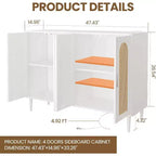 Credenza moderna con vani contenitore, madia da cucina con 4 ante, mobiletto bar con ripiano regolabile per sala da pranzo, soggiorno
