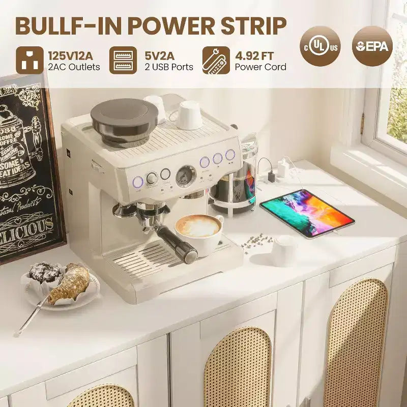 Credenza moderna con vani contenitore, madia da cucina con 4 ante, mobiletto bar con ripiano regolabile per sala da pranzo, soggiorno