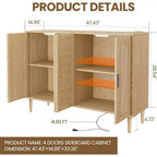 Credenza moderna con vani contenitore, madia da cucina con 4 ante, mobiletto bar con ripiano regolabile per sala da pranzo, soggiorno