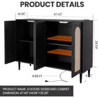 Credenza moderna con vani contenitore, madia da cucina con 4 ante, mobiletto bar con ripiano regolabile per sala da pranzo, soggiorno