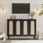 Credenza moderna con vani contenitore, madia da cucina con 4 ante, mobiletto bar con ripiano regolabile per sala da pranzo, soggiorno