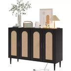 Credenza moderna con vani contenitore, madia da cucina con 4 ante, mobiletto bar con ripiano regolabile per sala da pranzo, soggiorno