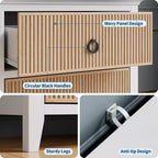 Cassettiera a 6 cassetti per camera da letto, cassettiera moderna scanalata con gambe in legno massello, cassettiera doppia lunga in legno, grande cassettiera