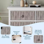 Cassettiera a 6 cassetti per camera da letto, cassettiera moderna scanalata con gambe in legno massello, cassettiera doppia lunga in legno, grande cassettiera