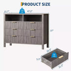 Cassettiera scanalata a 6 cassetti, comò con maniglia in metallo, porta TV, armadio organizer in legno per vestiti per soggiorno, corridoio