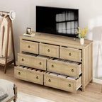 Acekool Cassettiera a 7 cassetti in stile Rattan 54 - Contenitore testurizzato per camera da letto, soggiorno, ingresso