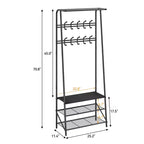 GustoWave Appendiabiti con Scarpiera e 10 Ganci, Attaccapanni Autoportante 3-in-1, Mobile da Ingresso con Contenitore, Stand Appendiabiti con Struttura in Metallo