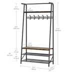 GustoWave Appendiabiti con Scarpiera e 10 Ganci, Attaccapanni Autoportante 3-in-1, Mobile da Ingresso con Contenitore, Stand Appendiabiti con Struttura in Metallo