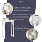 Alaterre Furniture Derby Ripiano salvaspazio da bagno da mettere sopra il WC, 94 cm di altezza, salvaspazio moderno da appoggio per articoli da toeletta e asciugamani, bianco