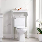 Alaterre Furniture Derby Ripiano salvaspazio da bagno da mettere sopra il WC, 94 cm di altezza, salvaspazio moderno da appoggio per articoli da toeletta e asciugamani, bianco